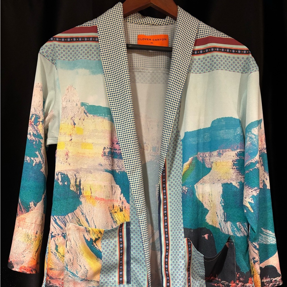 Clover Canyon Blue and Cream Artistic Women's Blazer